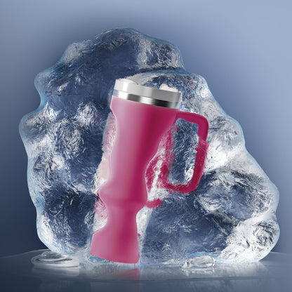 Sleek hot-cold thermos.